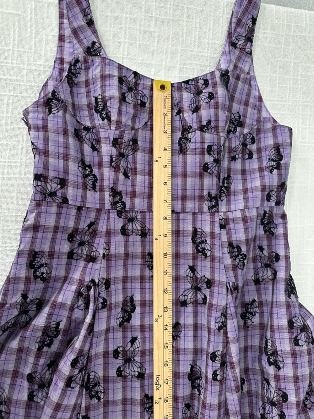 Cotre Midi Dress Sz L Butterfly Bustier Grunge Plaid Dark Cottagecore Dark Fairy - Picture 13 of 16